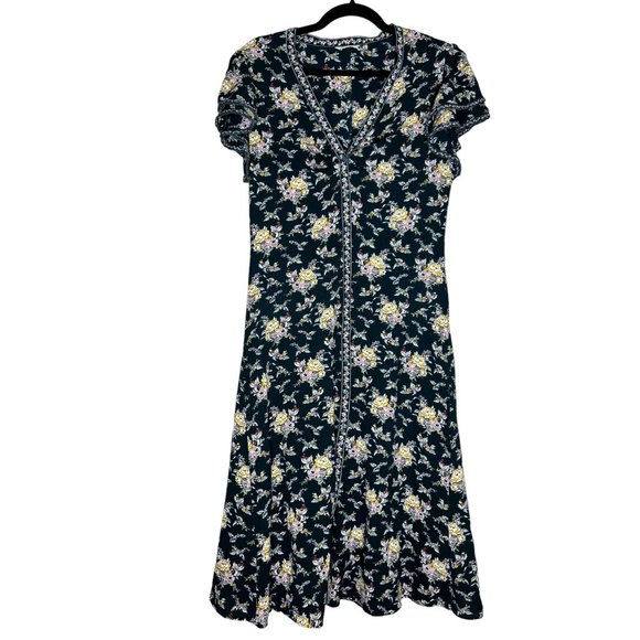 Max Studio Dress Woman's Size Medium (Please see measurements) Dark Green Floral - Picture 2 of 12